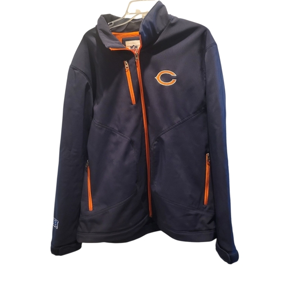 Chicago Bears Mens Size XL NFL Softshell Full Zip Jacket Navy Blue Football - Picture 1 of 9